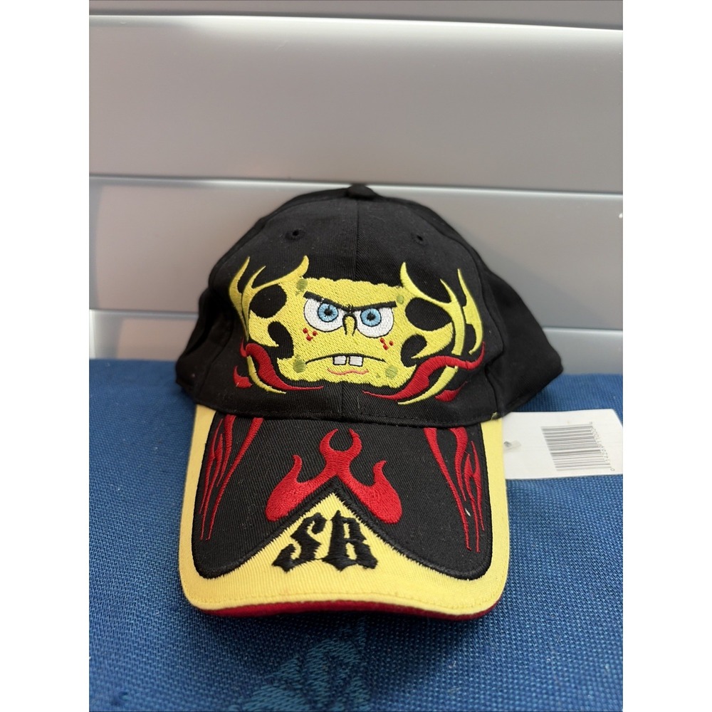 Vintage Spongebob Squarepants Y2K TRIBAL DESIGN Kids Strap-back Hat Cap NWT